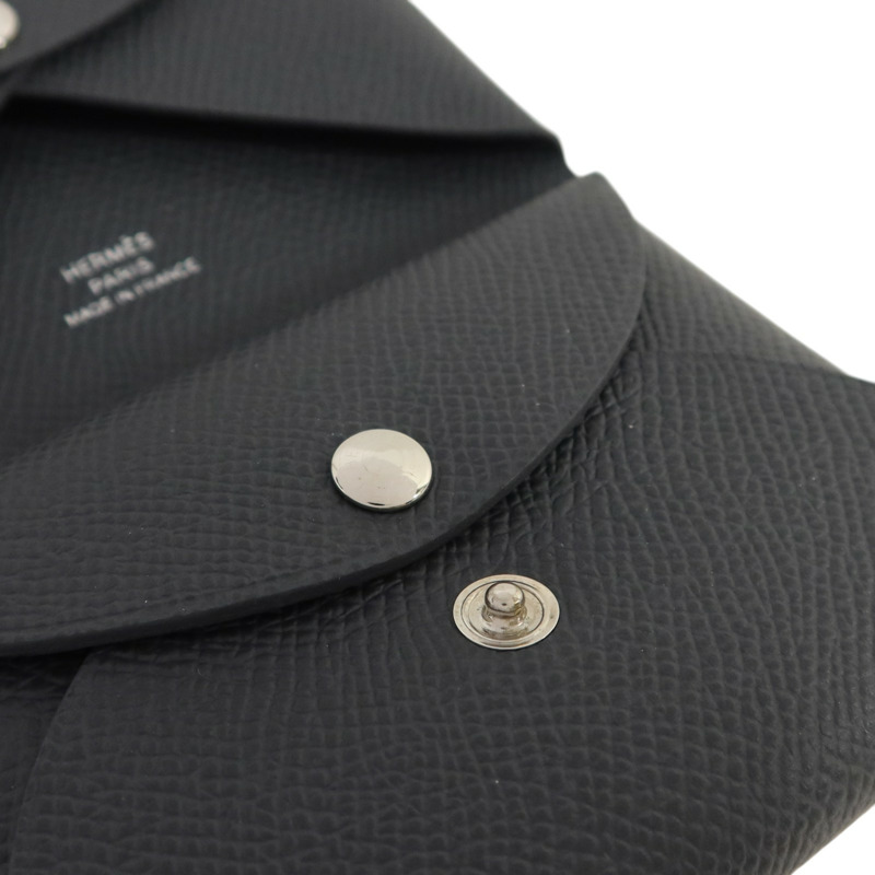 HERMES 【Hermes Fair】Epsom皮革Calvi Duo Compact Card Case銀扣卡片套Ardoise-15