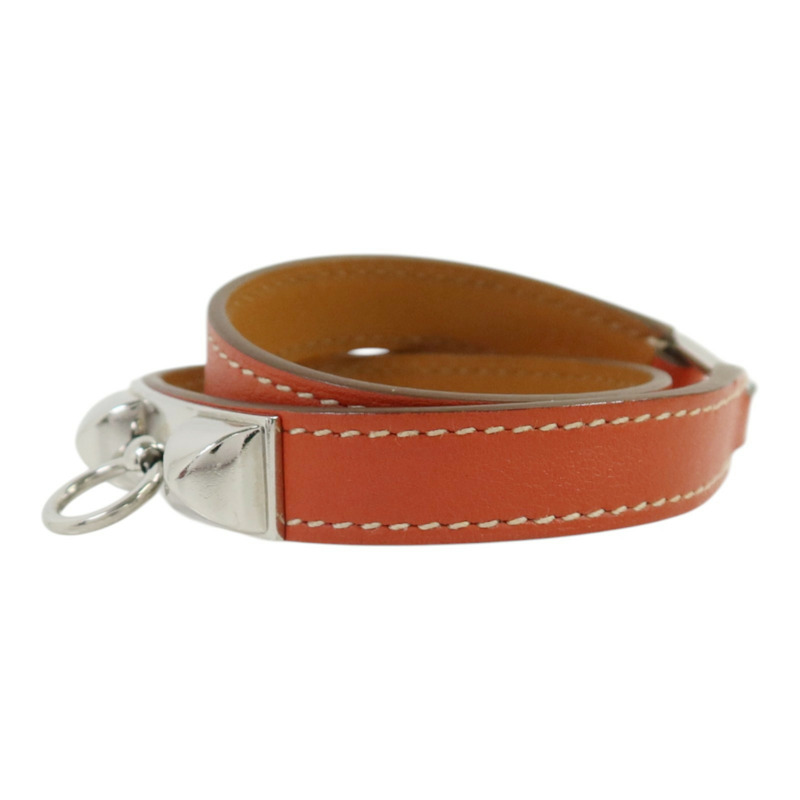 HERMES Swift皮革Rivale Double Tour Bracelet銀扣手鏈-1