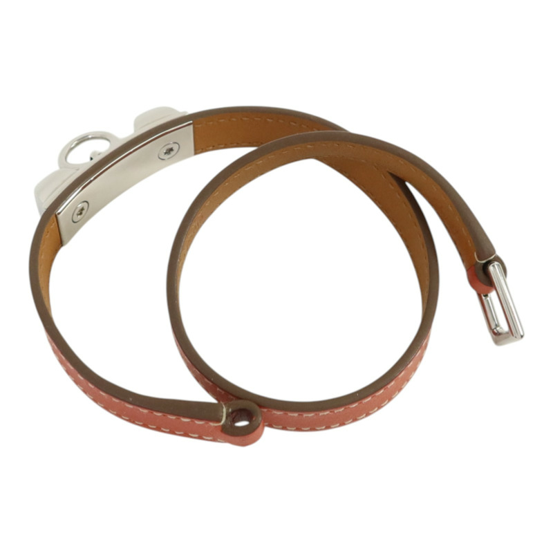 HERMES Swift皮革Rivale Double Tour Bracelet銀扣手鏈-4