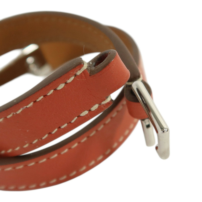 HERMES Swift皮革Rivale Double Tour Bracelet銀扣手鏈-5