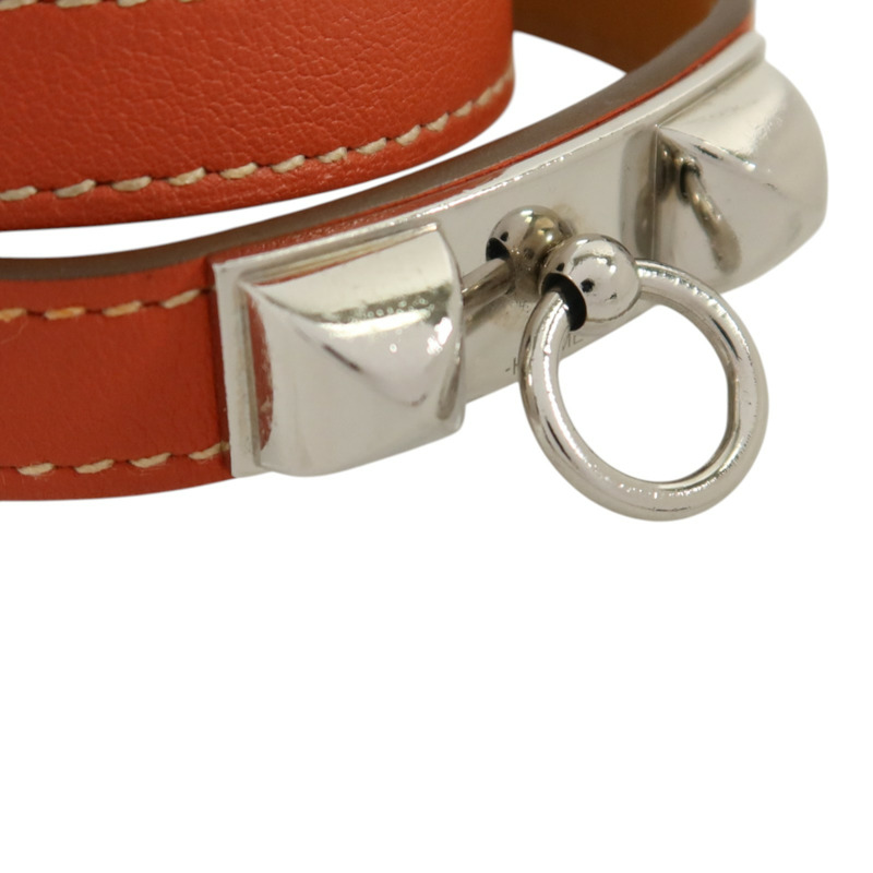 HERMES Swift皮革Rivale Double Tour Bracelet銀扣手鏈-6