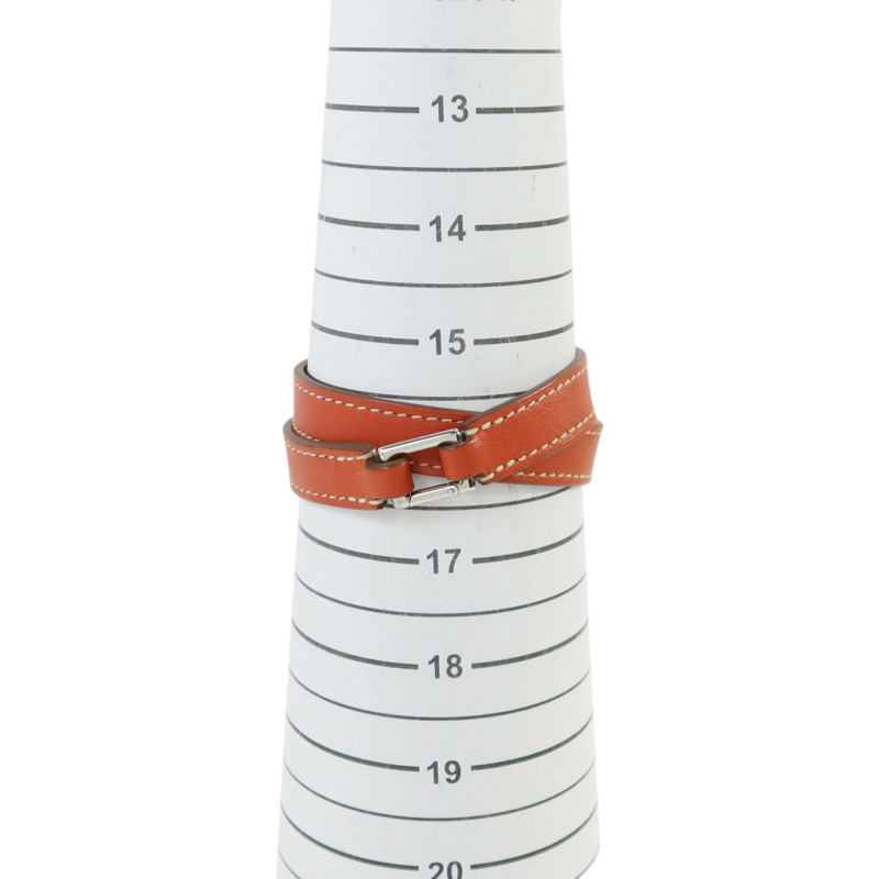HERMES Swift皮革Rivale Double Tour Bracelet銀扣手鏈-9