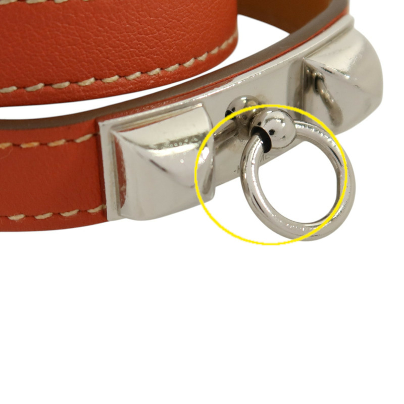 HERMES Swift皮革Rivale Double Tour Bracelet銀扣手鏈-11