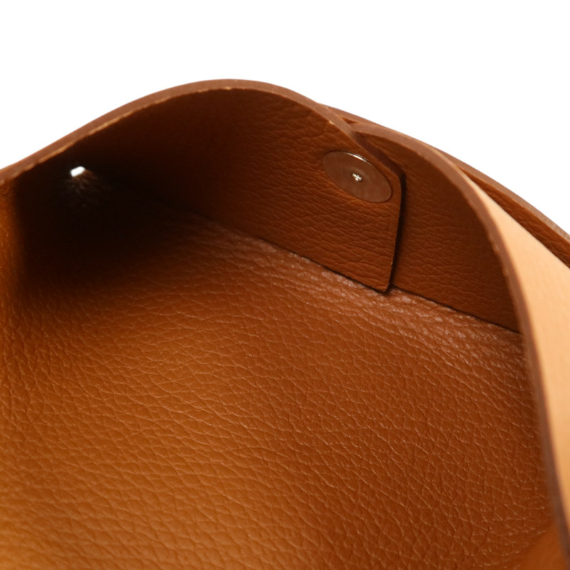 HERMES Evercolor皮革Calvi銀扣卡片套Gold-7