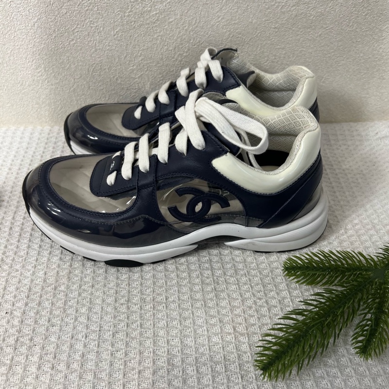 98新 香奈兒/Chanel 漢堡系列藍色透明熊貓血女休閒鞋運動鞋 碼數35.5-1