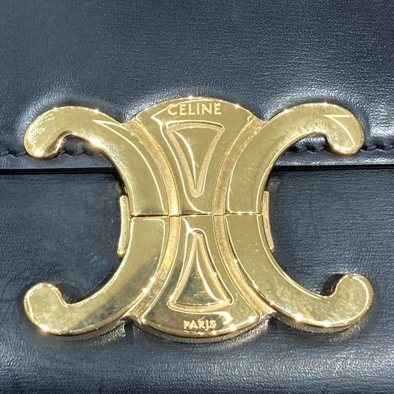 CELINE 賽琳 TEEN TRIOMPHE 凱旋門側背包 皮革 黑色 金釦-14