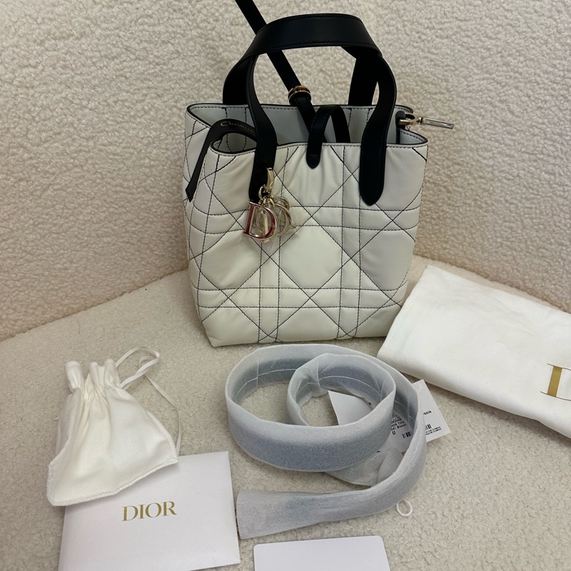 新到📍全新DIOR迪奧 Toujours 三格 超大藤格紋 徽標Logo 牛皮革 單肩/斜挎/手提包-9