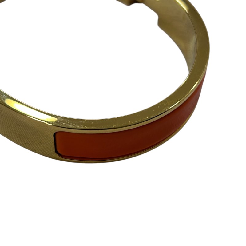 HERMES CLIC H 手環 金色金屬 / 橘色琺瑯-1