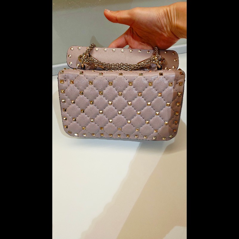 Valentino Garavani 的Rockstud Spike 小型肩背包 [正品粉藕色]-1