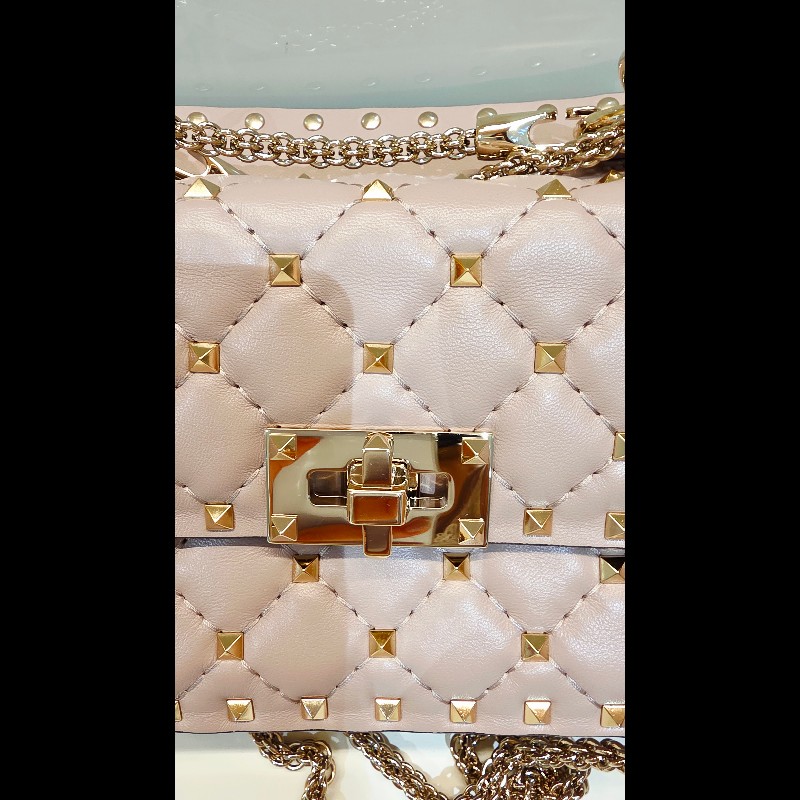Valentino Garavani 的Rockstud Spike 小型肩背包 [正品粉藕色]-17