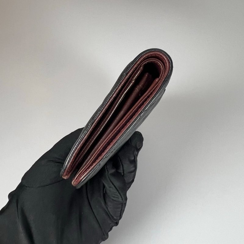 CHANEL CF對開長夾羊皮黑 保卡款16開-4