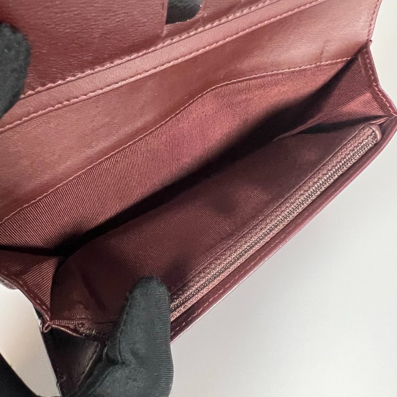 CHANEL CF對開長夾羊皮黑 保卡款16開-9