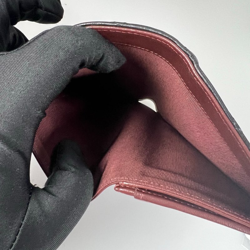 CHANEL CF對開長夾羊皮黑 保卡款16開-11