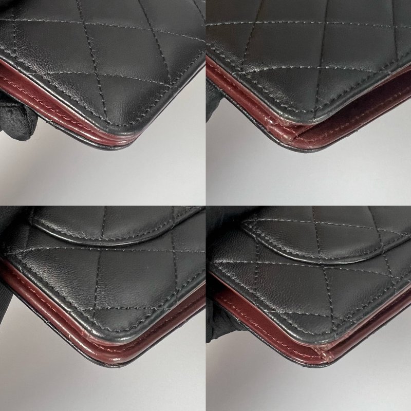 CHANEL CF對開長夾羊皮黑 保卡款16開-12