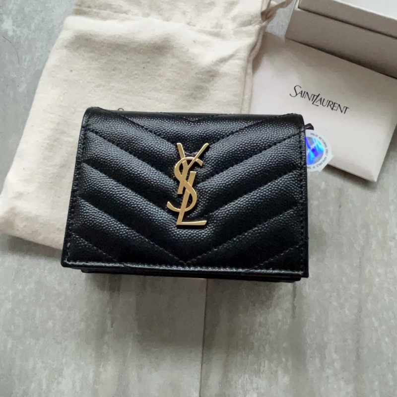 Yves Saint Laurent 全新黑金短夾-2