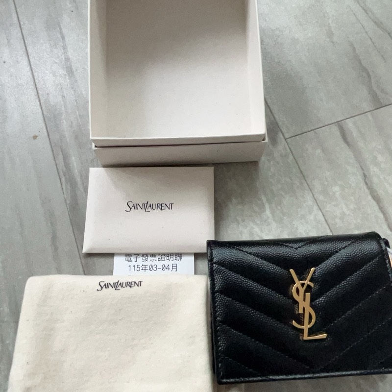 Yves Saint Laurent 全新黑金短夾-3