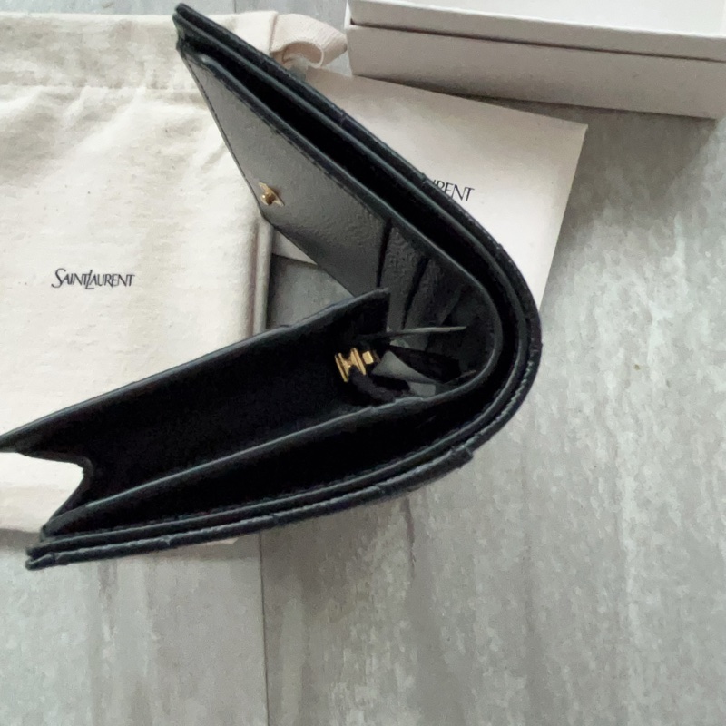 Yves Saint Laurent 全新黑金短夾-9