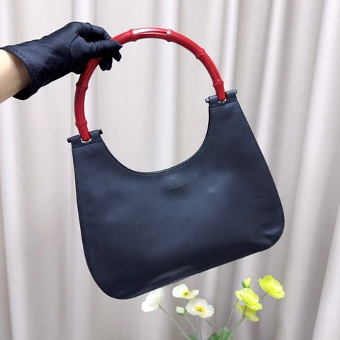 Gucci 中古竹柄包  黑配紅高級感十足