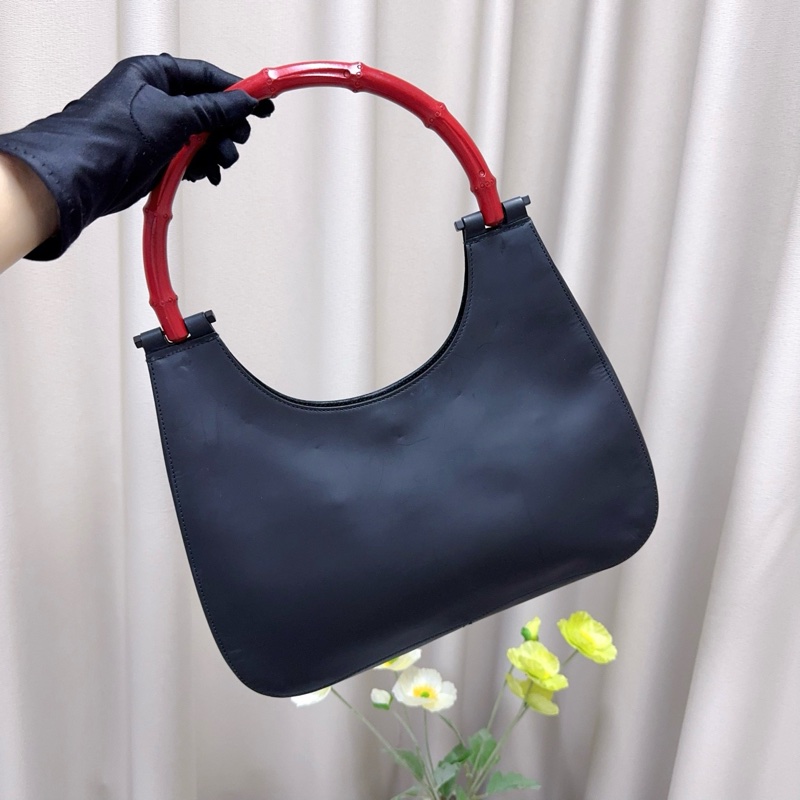 Gucci 中古竹柄包 黑配紅高級感十足-1