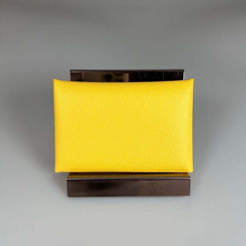 HERMES U刻 黃CALVI卡包-0