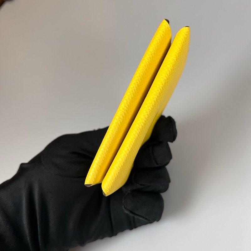 HERMES U刻 黃CALVI卡包-4