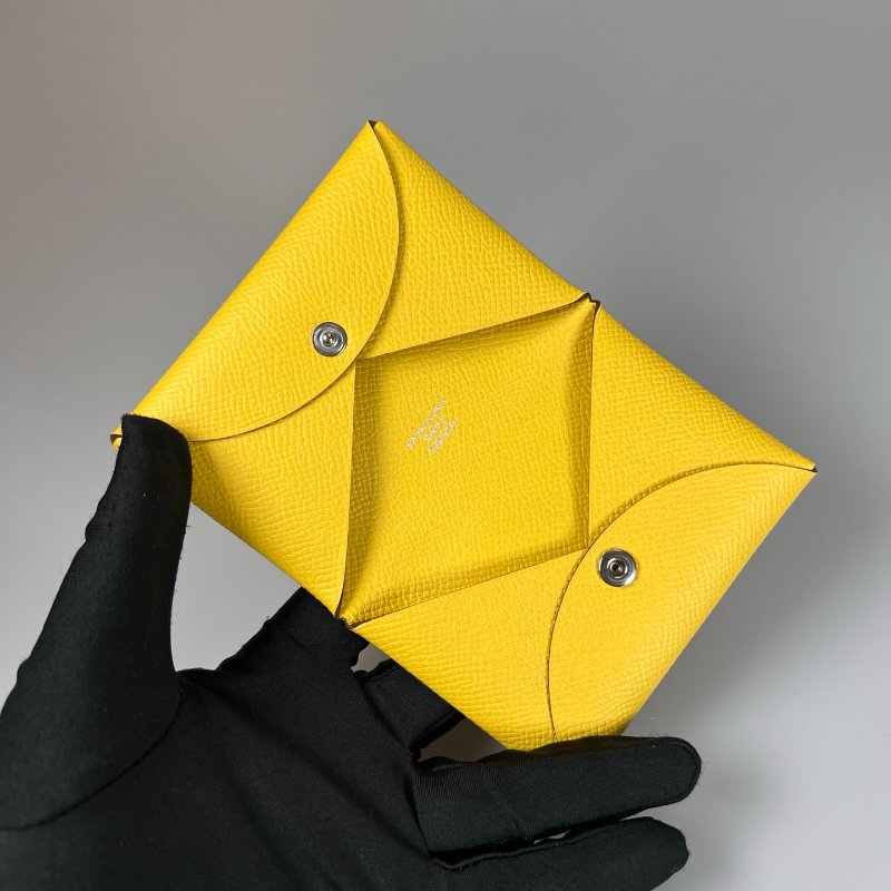 HERMES U刻 黃CALVI卡包-5