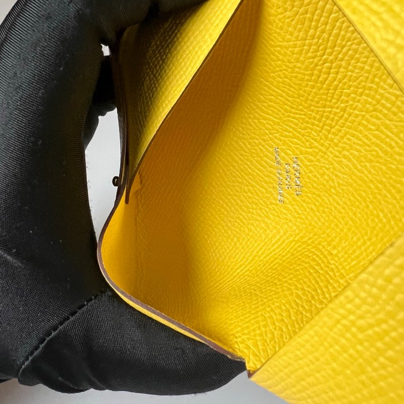 HERMES U刻 黃CALVI卡包-7