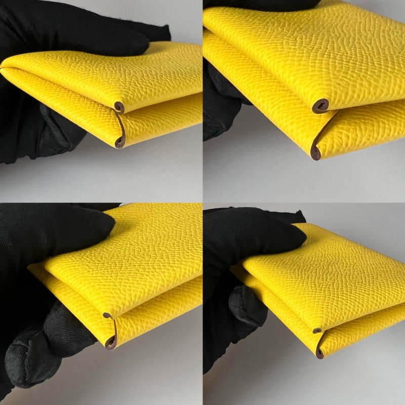 HERMES U刻 黃CALVI卡包-8