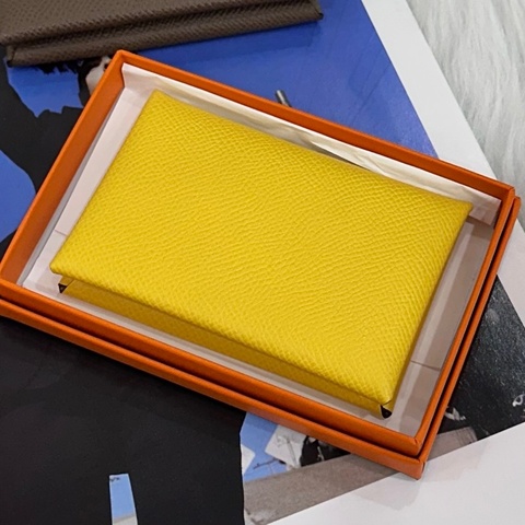 HERMES U刻 黃CALVI卡包