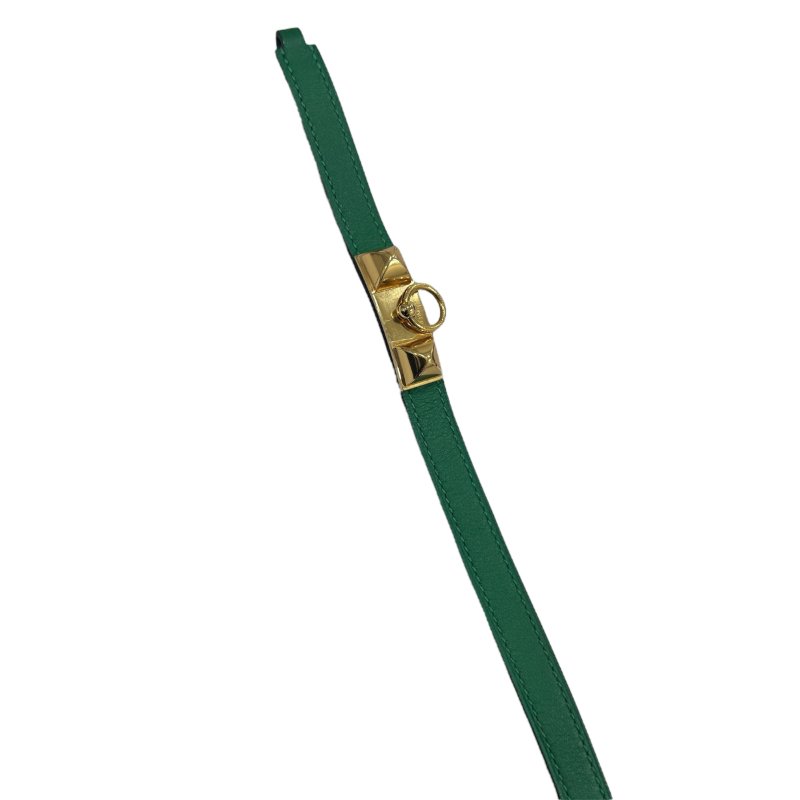 HERMES COLLIER DE CHIEN 手環 金色金屬 / 綠色皮革-2