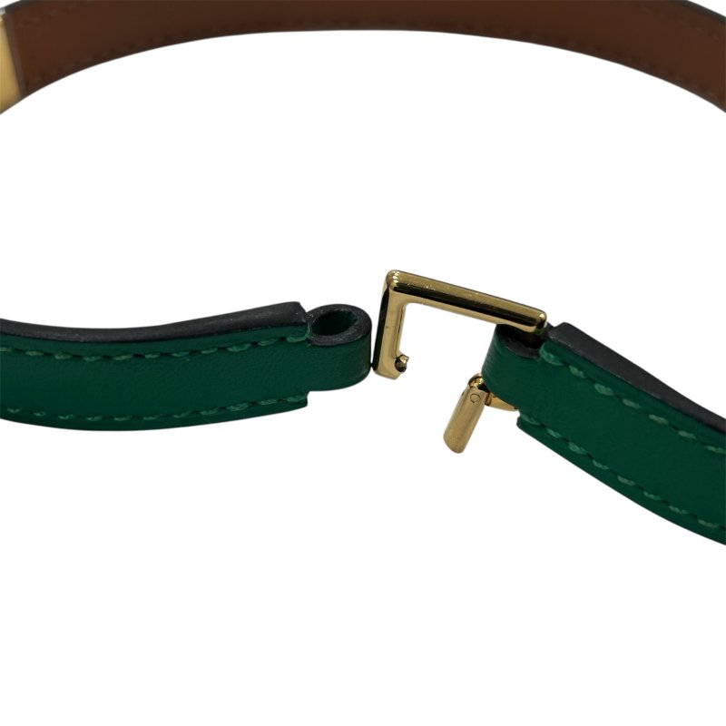 HERMES COLLIER DE CHIEN 手環 金色金屬 / 綠色皮革-3