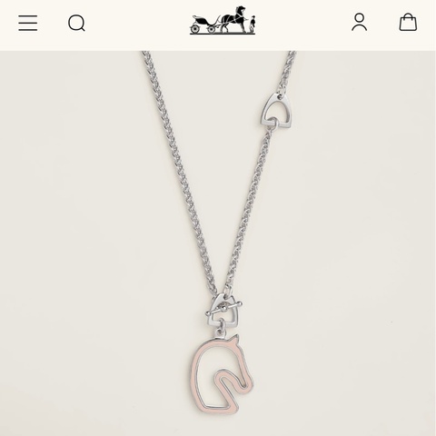 Hermes . 愛馬仕 Tonnerre項鍊 銀馬首項鍊  PM 銀色