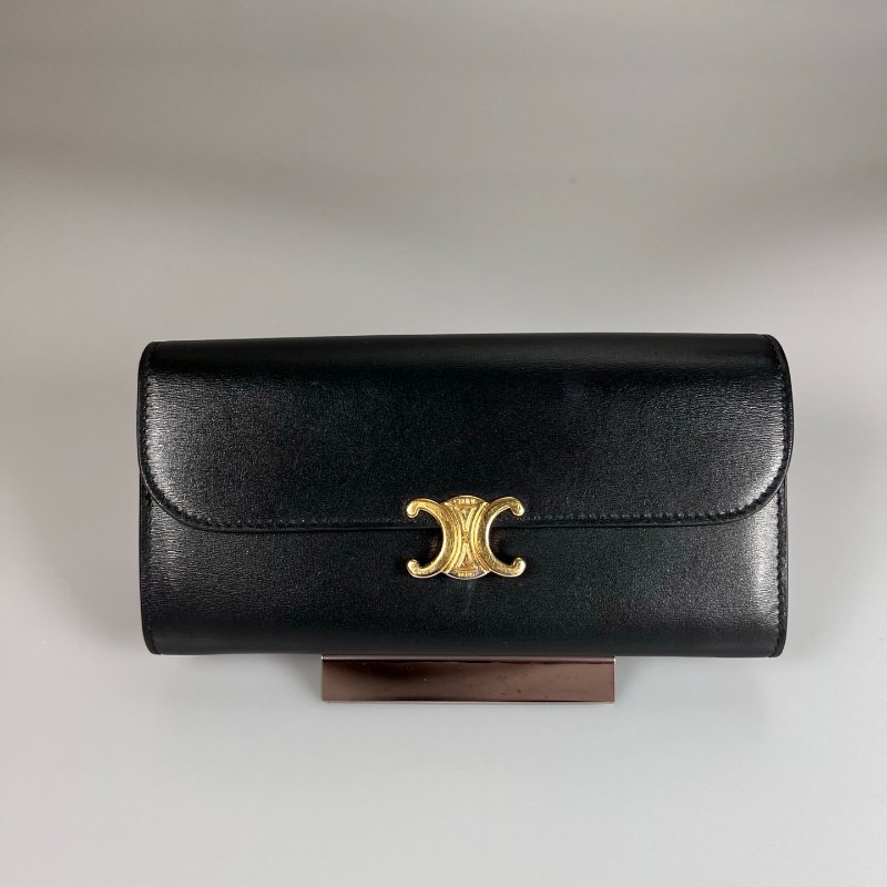 CELINE  黑凱旋門掀蓋長夾-0