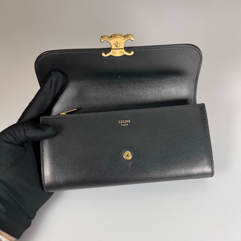 CELINE  黑凱旋門掀蓋長夾-4