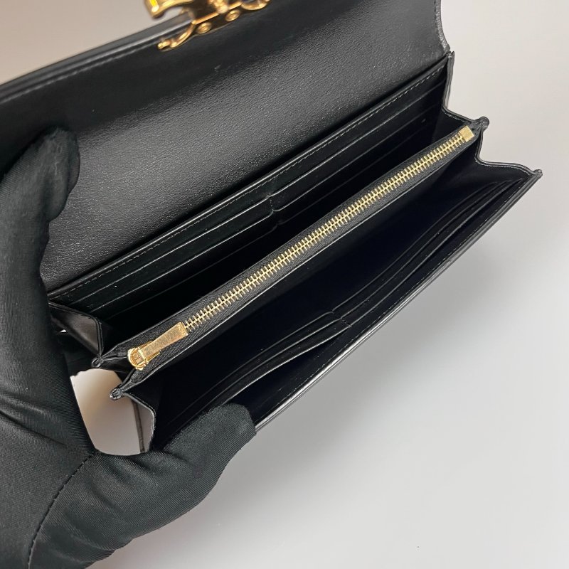 CELINE  黑凱旋門掀蓋長夾-5