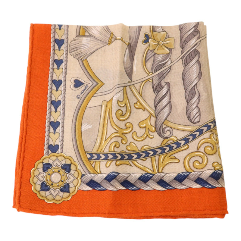 HERMES 羊絨/絲質Scarf 40x40絲巾-2