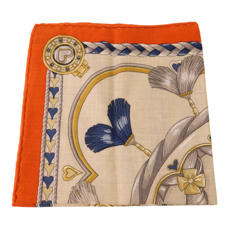 HERMES 羊絨/絲質Scarf 40x40絲巾-4