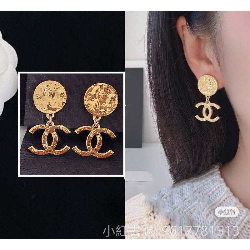 Chanel 24c🎀現品實拍 🎀金色熔岩圓雙C耳環👏9.8成新 未使用閒置品-4