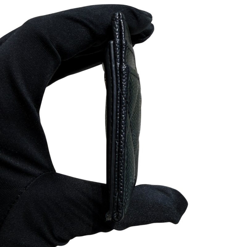 CHANEL 香奈兒 A81457 CC Filigree 荔枝牛皮 卡片夾 黑色 淡金釦-2