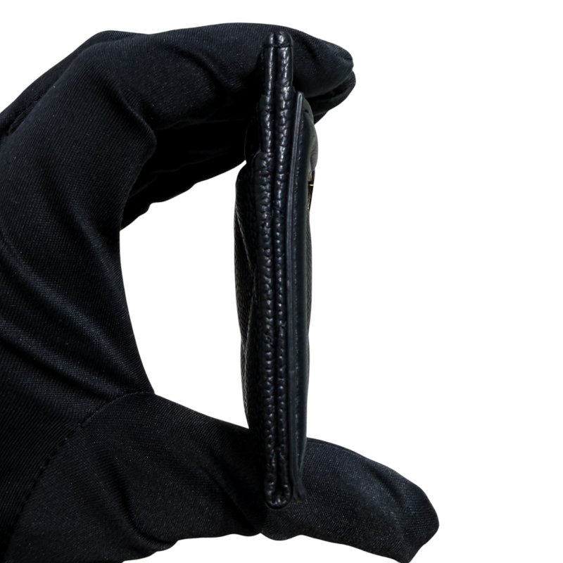 CHANEL 香奈兒 A81457 CC Filigree 荔枝牛皮 卡片夾 黑色 淡金釦-3