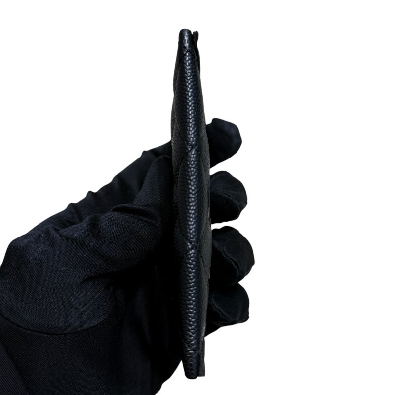 CHANEL 香奈兒 A81457 CC Filigree 荔枝牛皮 卡片夾 黑色 淡金釦-4