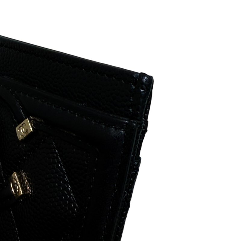 CHANEL 香奈兒 A81457 CC Filigree 荔枝牛皮 卡片夾 黑色 淡金釦-12