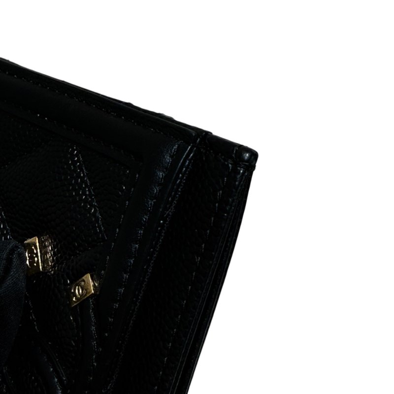 CHANEL 香奈兒 A81457 CC Filigree 荔枝牛皮 卡片夾 黑色 淡金釦-13