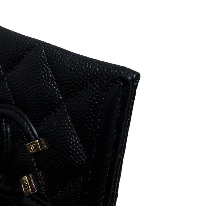 CHANEL 香奈兒 A81457 CC Filigree 荔枝牛皮 卡片夾 黑色 淡金釦-14