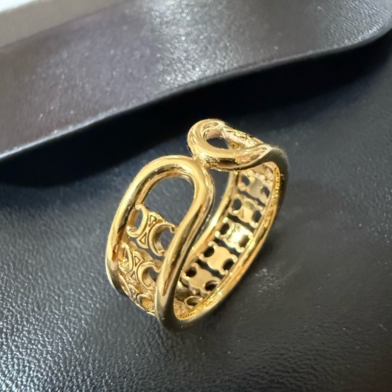 CELINE 思琳 凱旋門簍空滿版 戒指 #53-1