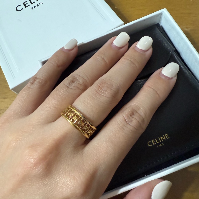 CELINE 思琳 凱旋門簍空滿版 戒指 #53-2