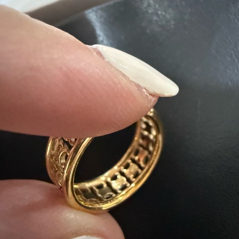 CELINE 思琳 凱旋門簍空滿版 戒指 #53-3