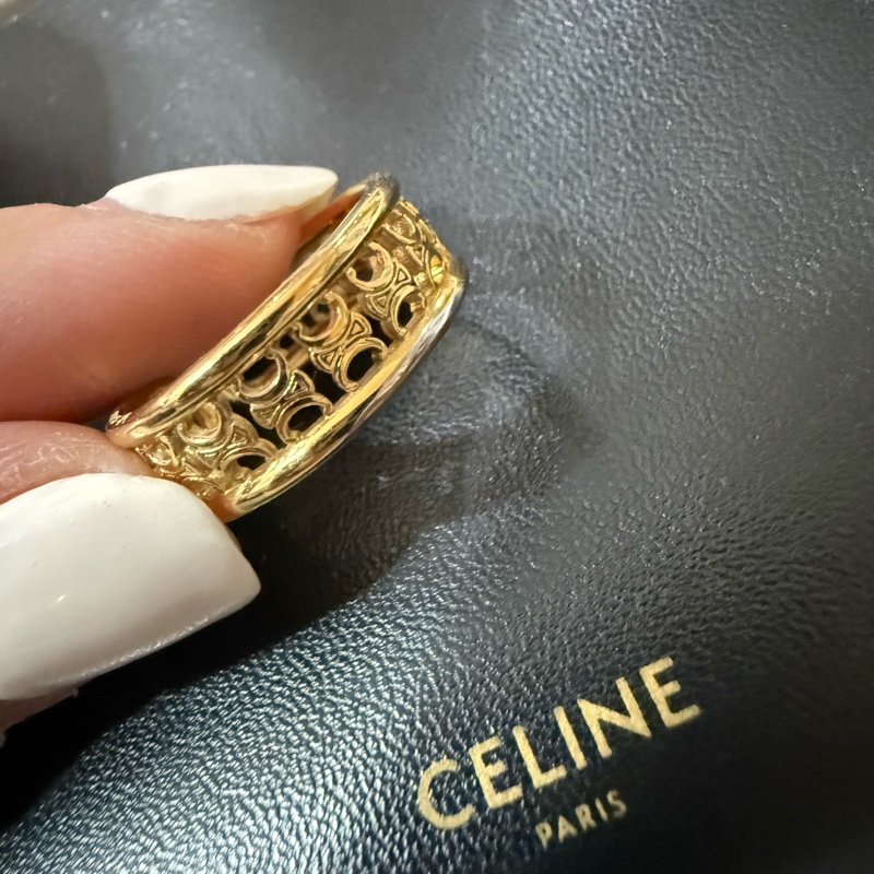 CELINE 思琳 凱旋門簍空滿版 戒指 #53-4
