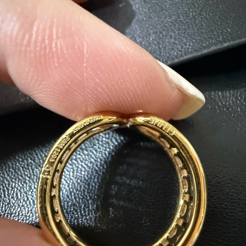 CELINE 思琳 凱旋門簍空滿版 戒指 #53-5