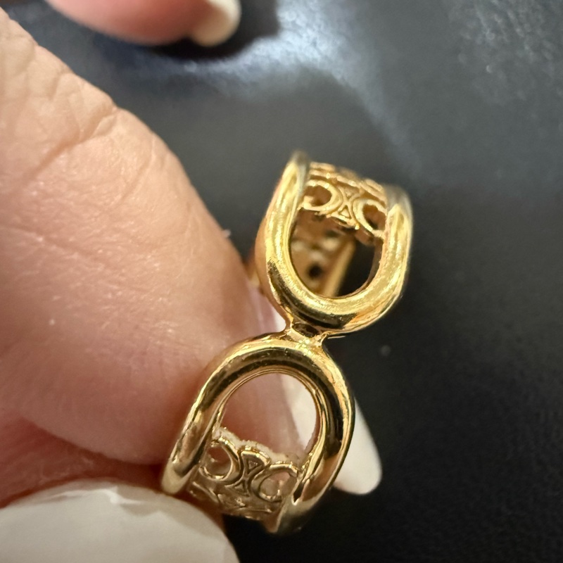 CELINE 思琳 凱旋門簍空滿版 戒指 #53-6